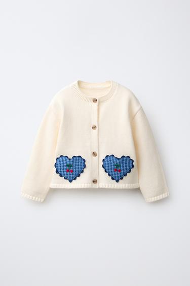 CHAQUETA PUNTO BOLSILLOS CORAZÓN - Crudo de Zara - Imagen 0