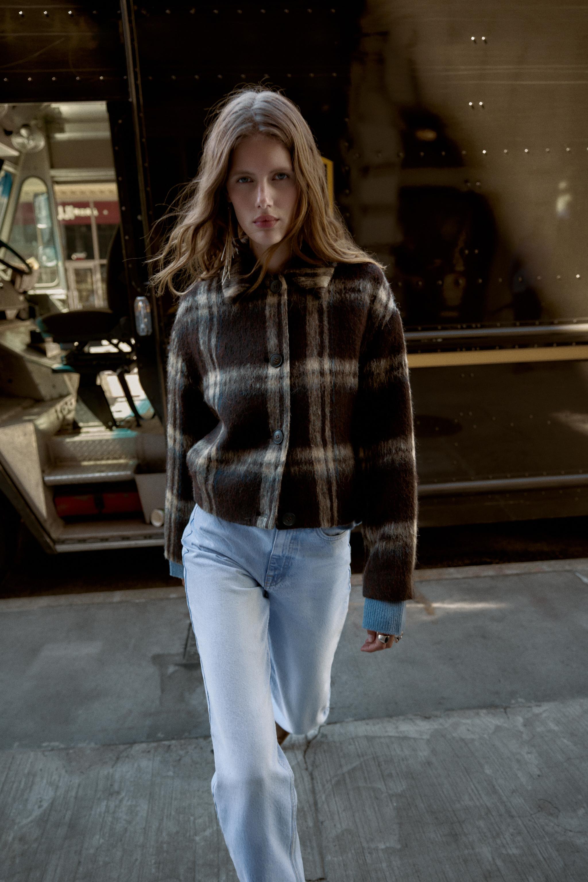 30%ウール チェック柄ジャケット - ブラック | ZARA Japan / 日本
