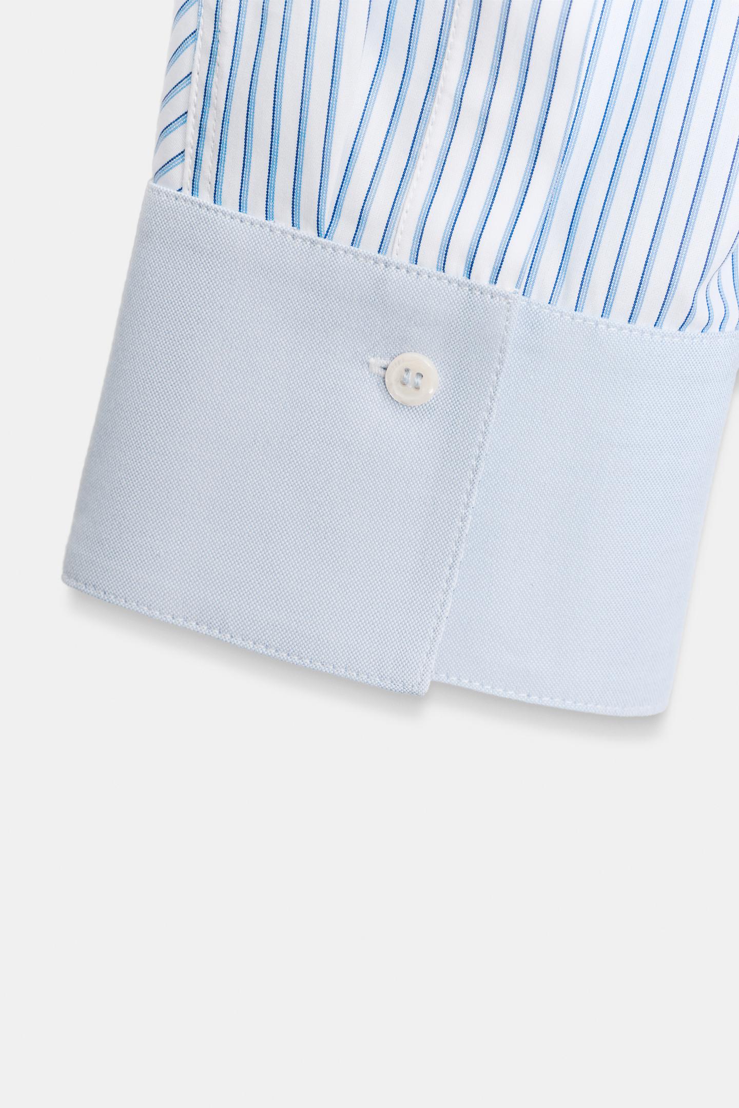 Женская рубашка Zara ZW Collection Contrast Striped Oxford, цвет: Синий — фото 7