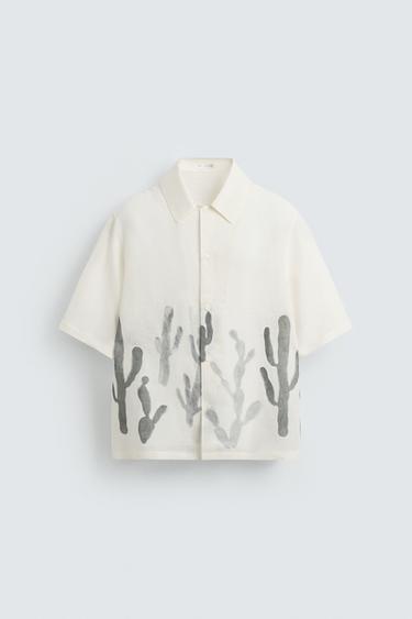 Zara LINEN - VISCOSE CACTUS SHIRT - White - Image 0
