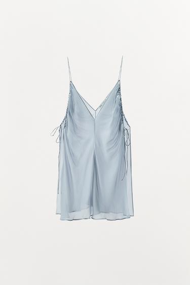 SEMI-SHEER DRAPED TOP - Blue by Zara