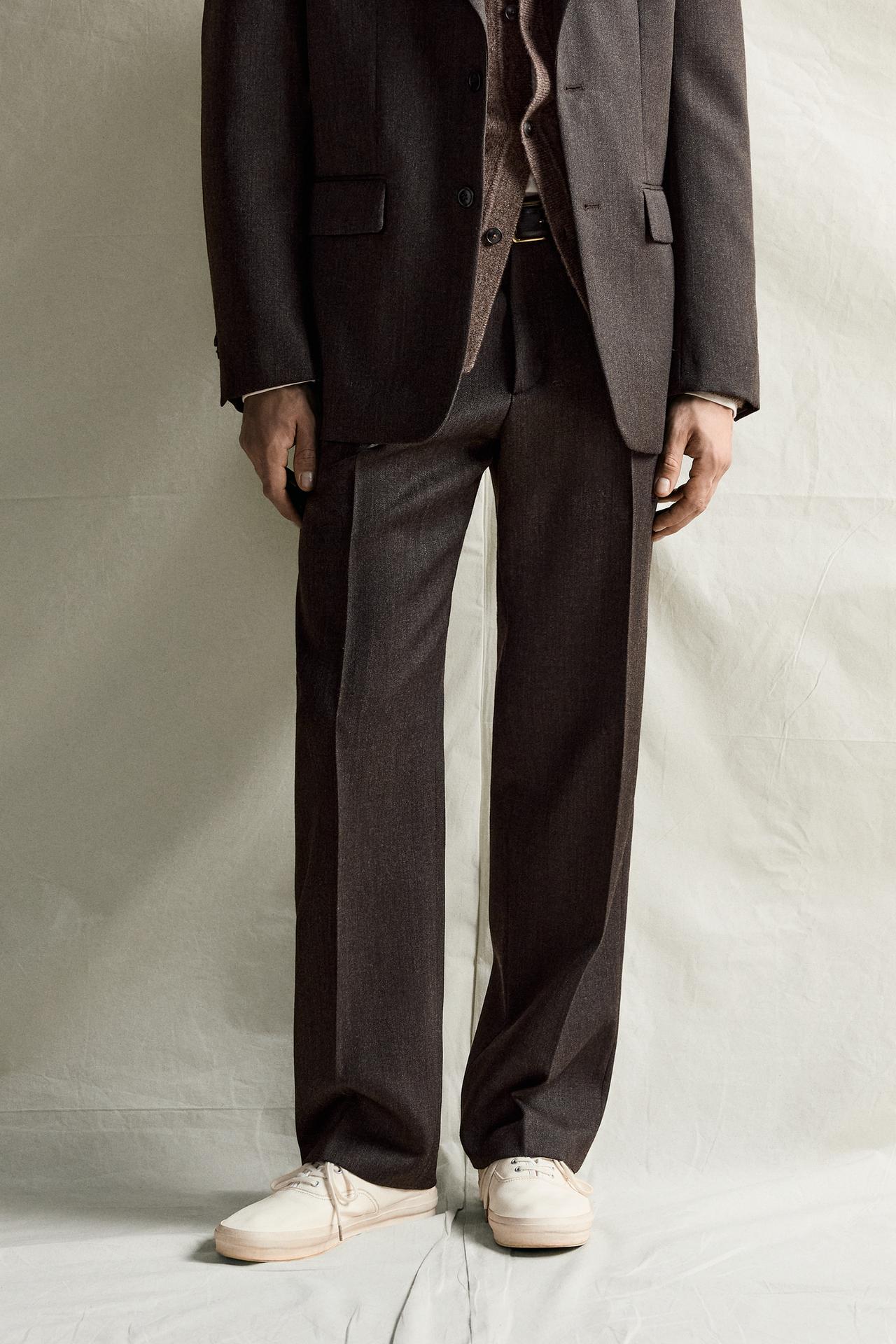 100% WOOL MANTECO® SUIT PANTS — Black / Brown