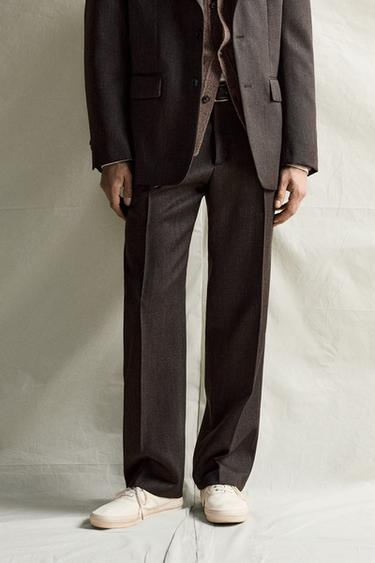 100% WOOL MANTECO® SUIT PANTS — Black / Brown 2