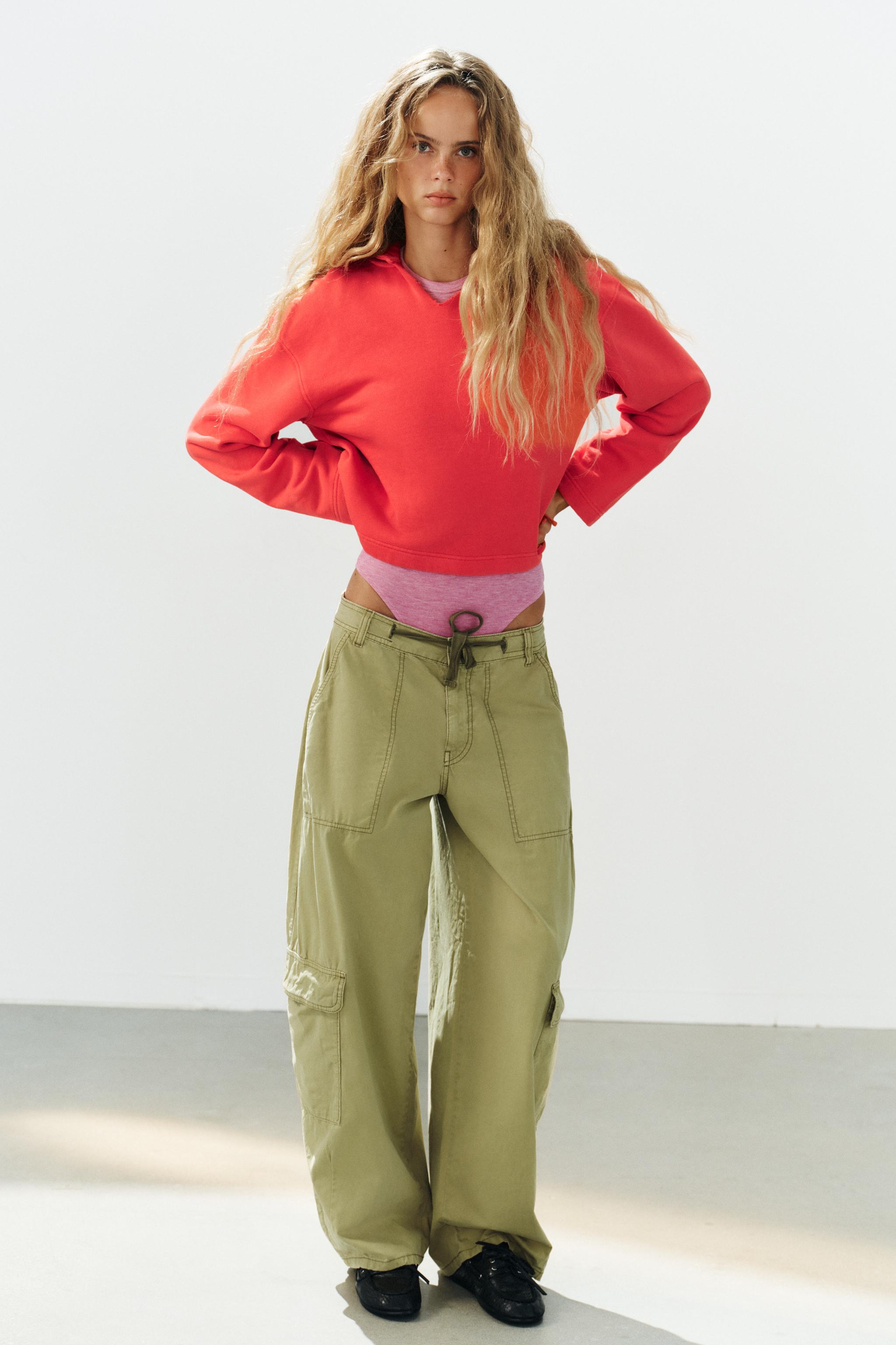 Zara SOLUK EFEKTLİ KAPÜŞONLU SWEATSHIRT
