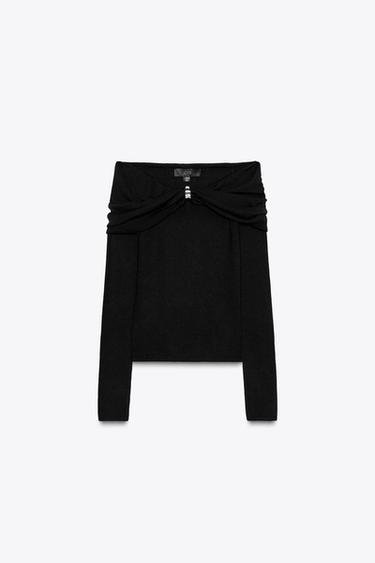 KNIT TOP WITH METAL PIECE - Black by Zara - Image 0