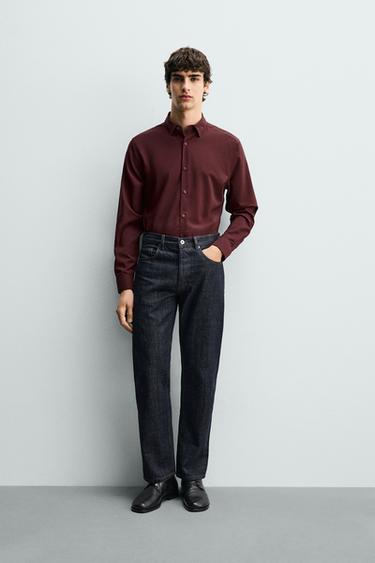SLIM FIT SHIRT - Burgundy by Zara - Image 0
