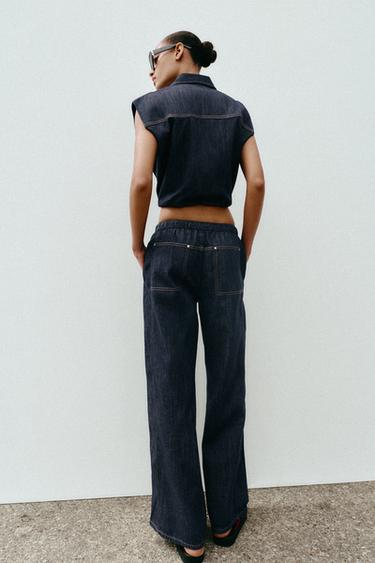 Z1975 MID-WAIST WIDE-LEG JOGGER JEANS - Blue by Zara - Image 4
