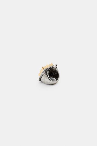 MAXI BAGUE CARRÉE BIJOU COMBINÉ - Or / Argent de Zara - Image 3