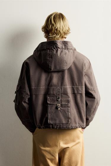 CROPPED UTILITY POCKET JACKET — Brown / Taupe 2