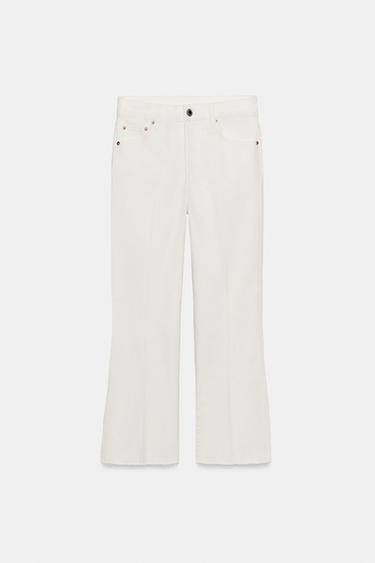 ZW COLLECTION CROPPED FLARE MID-WAIST JEANS - White by Zara