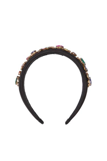 SATIN EFFECT HEADBAND WITH JEWELS