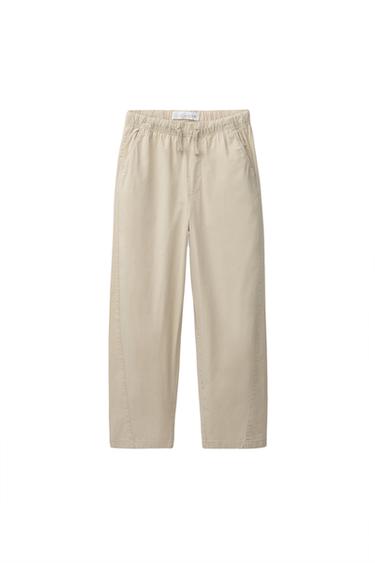 Zara STRAIGHT POPLIN PANTS - Beige - Image 0