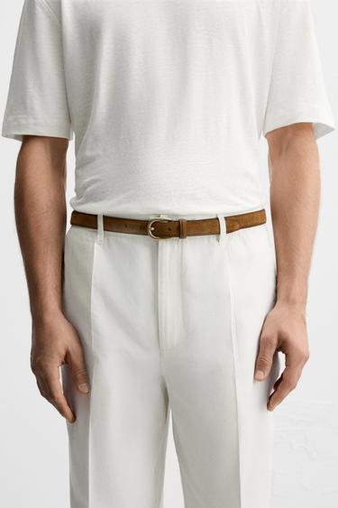 Zara 絨面真皮腰帶 - 焦糖色 - 圖片 0