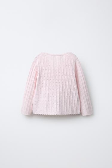PULL EN MAILLE AJOURÉ - Rose pâle de Zara - Image 1