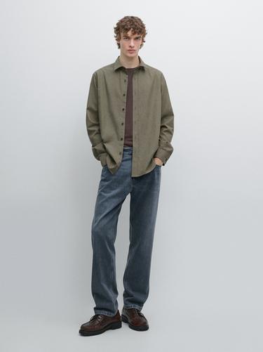 Zara Regular fit melange shirt - Green