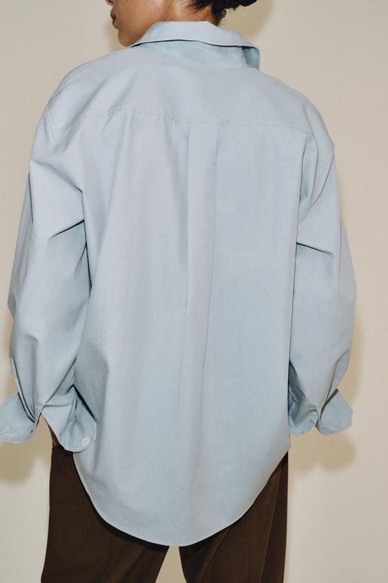 CHEMISE BOUTONS CONTRASTE ZW COLLECTION - Bleu / Gris de Zara - Image 2