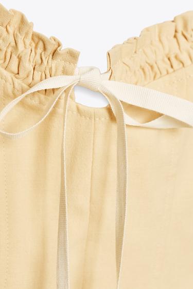 STRETCH TOP WITH TIE - Mustard by Zara - Image 6