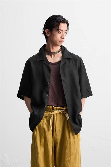 ÁO SƠ MI 100% VẢI LINEN - Màu đen từ Zara