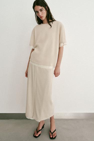 TOP COMBINADO PUNTO - Beige claro de Zara - Imagen 0