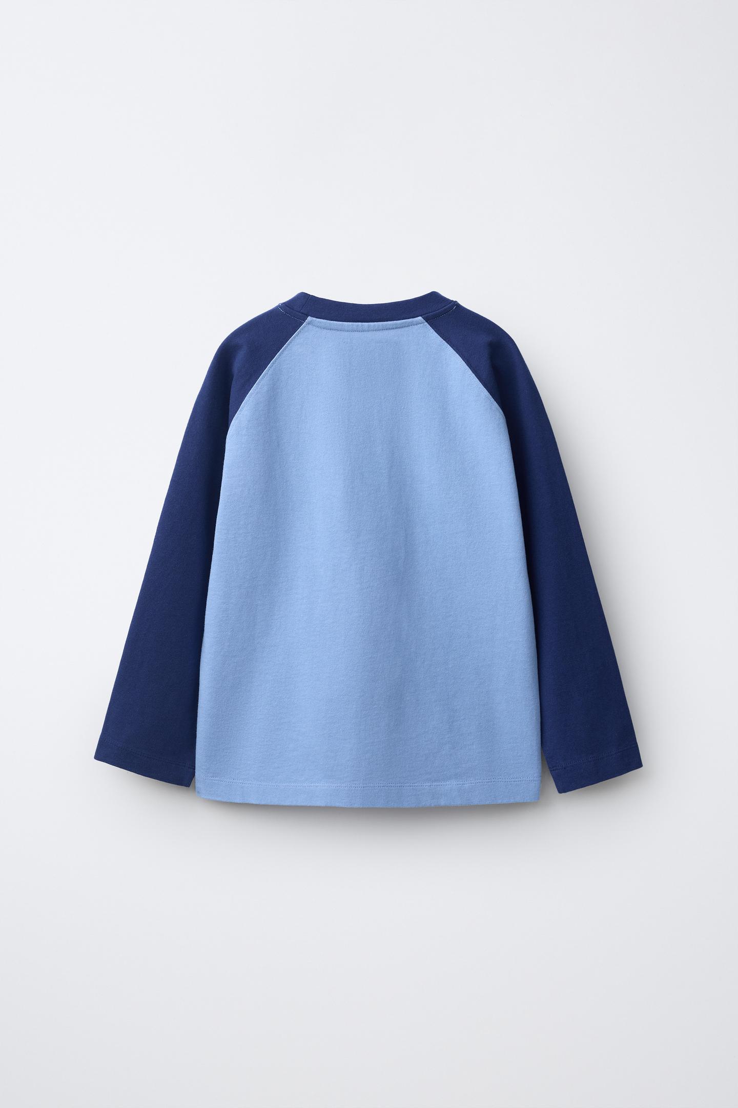 Детская футболка Zara 0FR. Paris X ZARA Raglan Long Sleeve, цвет: Синий — фото 3