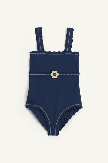 MAILLOT DE BAIN NAVY À FLEURS ÉDITION LIMITÉE - bleu marine de Zara - Image 4