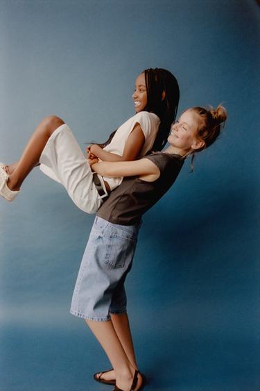 LONG DENIM BERMUDA SHORTS - Blue by Zara