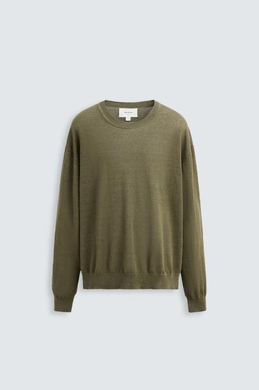 JERSEY LIGERO 100% LINO - Marrón / Verde de Zara