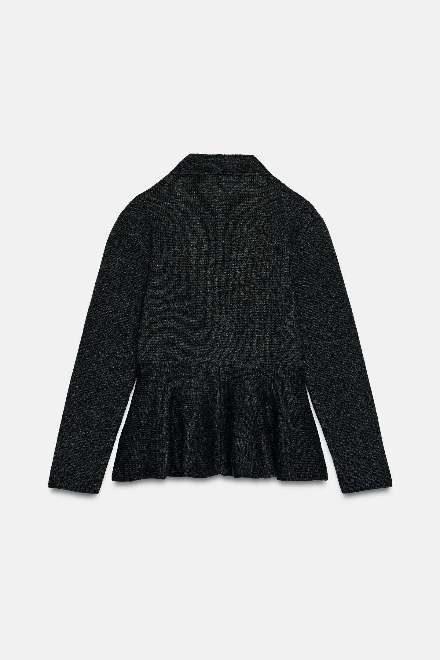 Женская куртка Zara Wool-Blend Peplum, цвет: Тёмный серый — фото 8