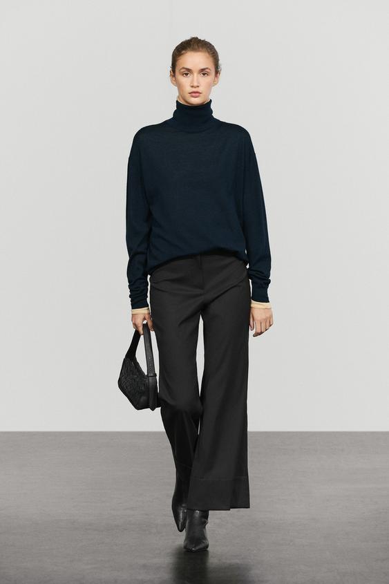 Pantalon flare fit détail bas - Noir de Zara - Image 0