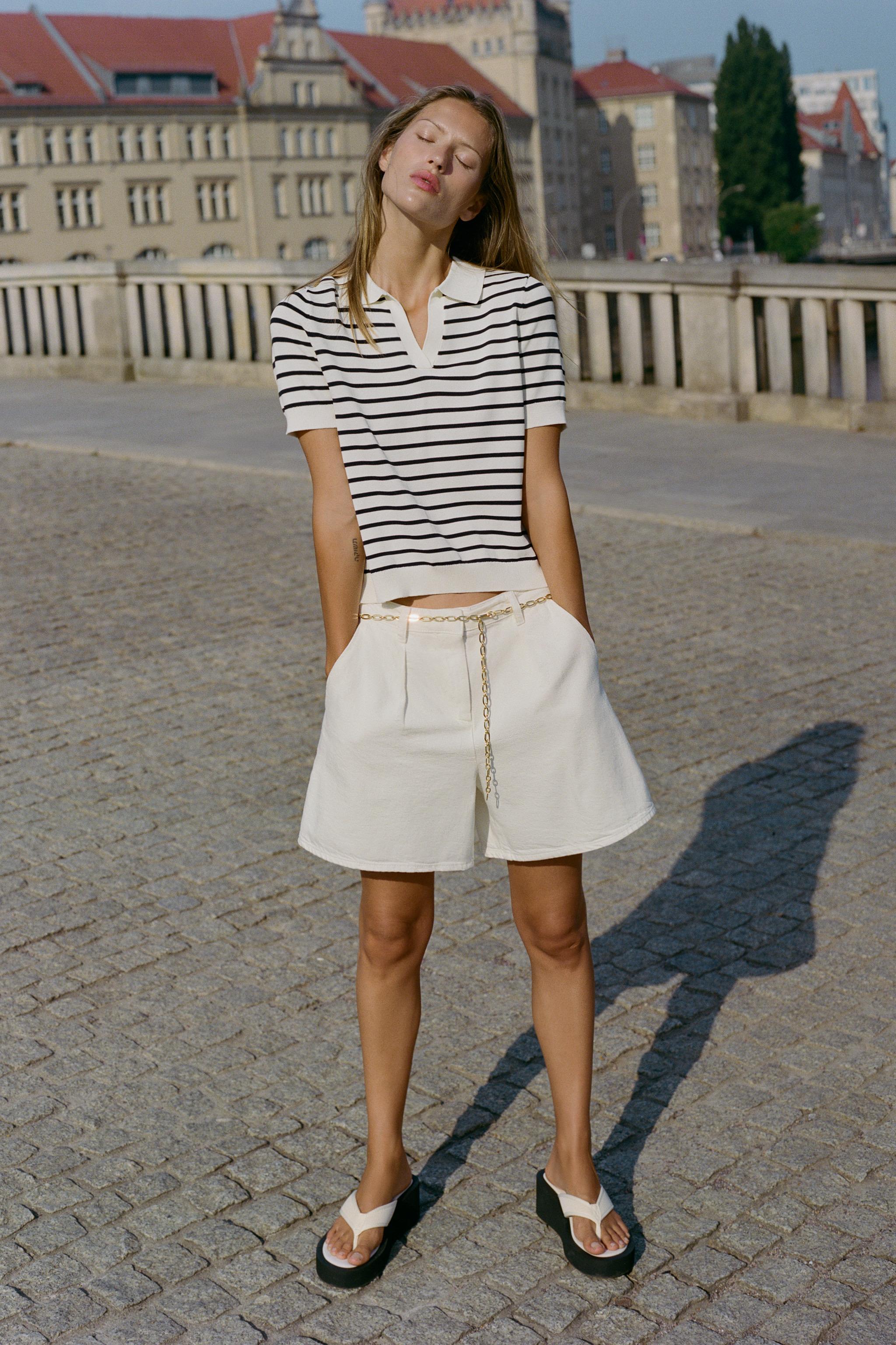 SHORT SLEEVE STRIPED KNIT POLO — striped