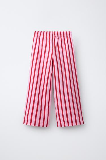 PANTALON WIDE LEG RAYURES - Rose de Zara - Image 1