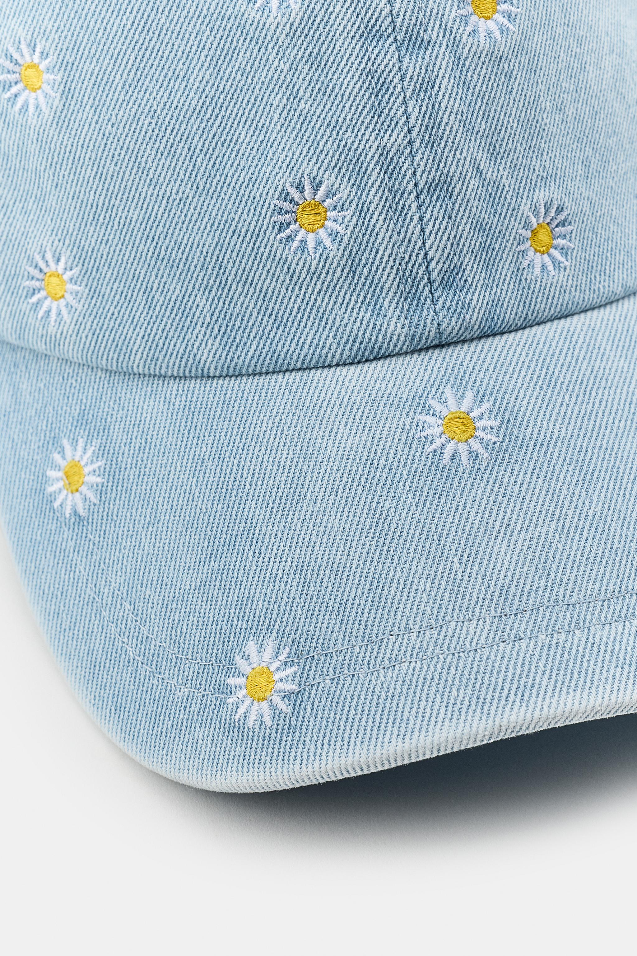 DAISY EMBROIDERED DENIM CAP