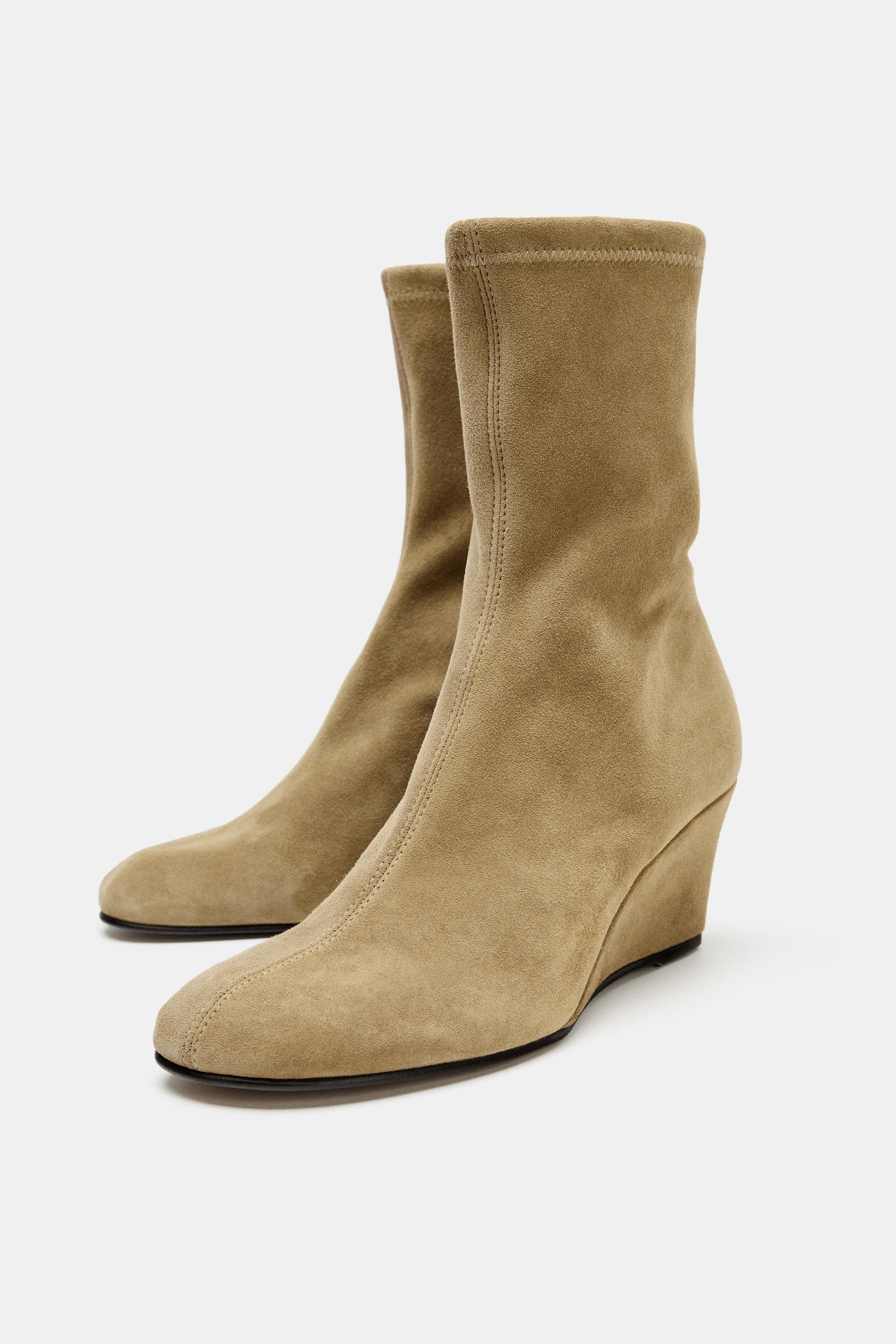 SUEDE WEDGE ANKLE BOOTS