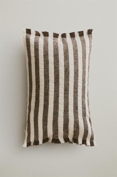 STRIPED CUSHION COVER - Brown by Zara