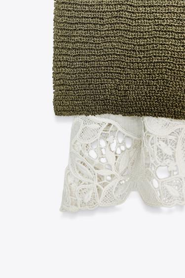 PULL EN MAILLE COMBINÉE - Kaki de Zara - Image 7