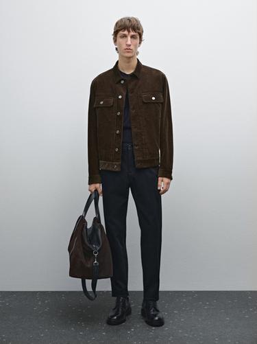 Pantalón slim fit estructura mezcla algodón - Marino de Zara - Imagen 0