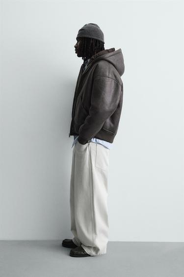 BLOUSON EN MATIÈRE SYNTHÉTIQUE DOUBLE FACE - Marron de Zara - Image 3