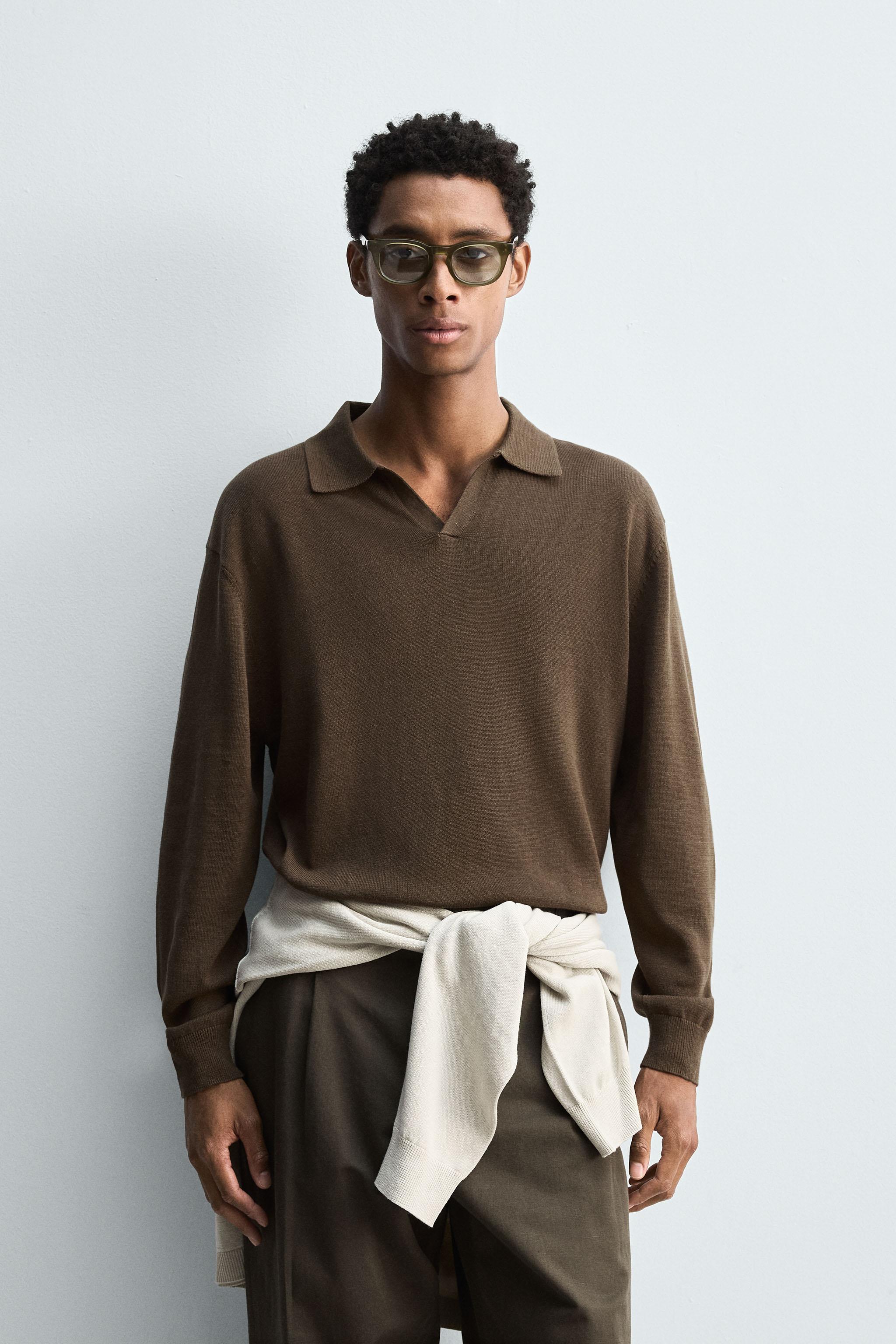 COTTON-HEMP KNIT POLO SHIRT