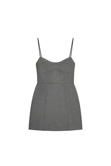 VESTIDO MINI TIRANTES - Carbón de Zara