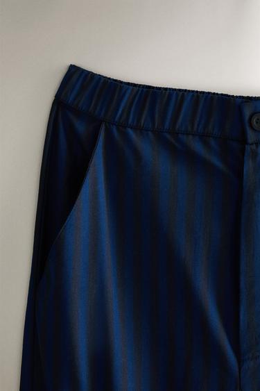 PANTALON LONG RAYÉ - Bleu de Zara - Image 1