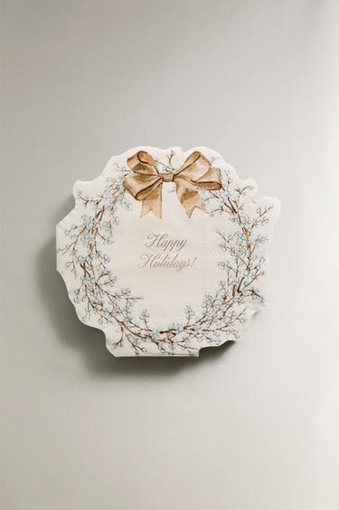 SET OF CHRISTMAS WREATH PAPER NAPKINS (SET OF 20) - Golden by Zara - Image 0