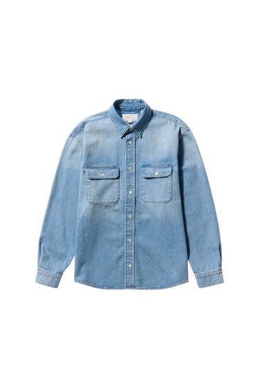 CAMISA DENIM BOLSILLOS - Azul de Zara