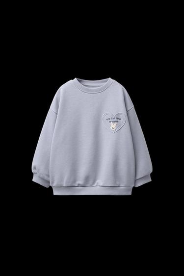 SUDADERA BOLSILLO CORAZÓN - Azul de Zara - Imagen 0