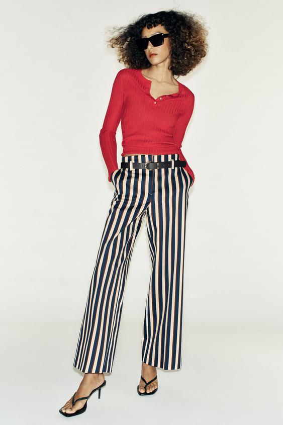 STRIPED TROUSERS WITH BELT - striped by Zara - Image 0