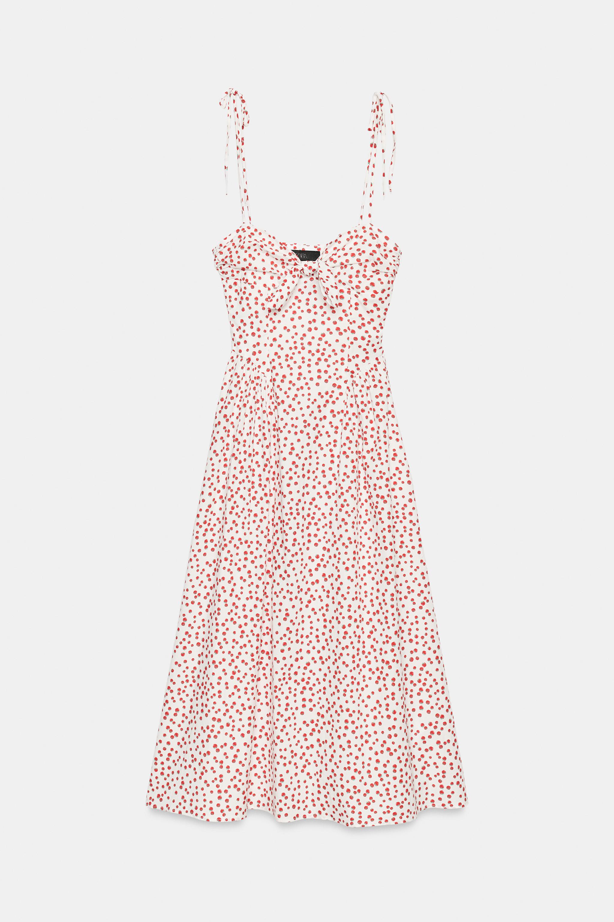 Zara Desenli Poplin Midi Elbise görsel 6