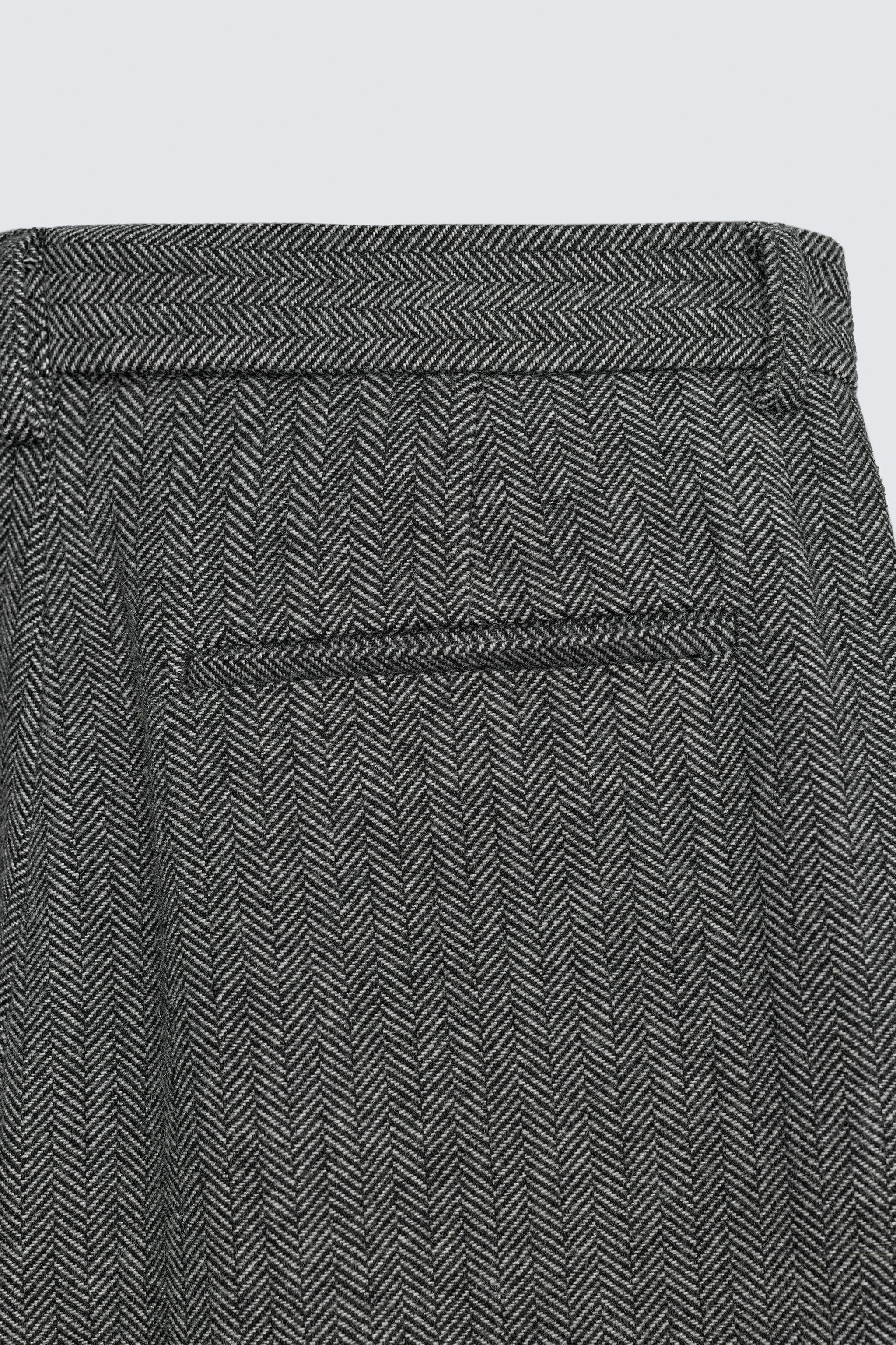 HERRINGBONE WOOL BLEND SUIT PANTS