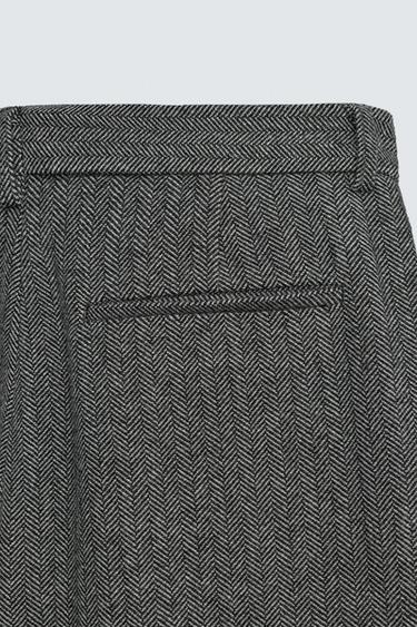 PANTALON DE COSTUME STRUCTURÉ À CHEVRONS AVEC LAINE - Gris de Zara - Image 8