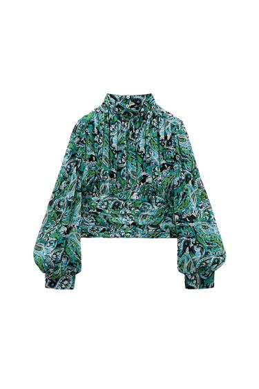 GATHERED PRINTED TOP