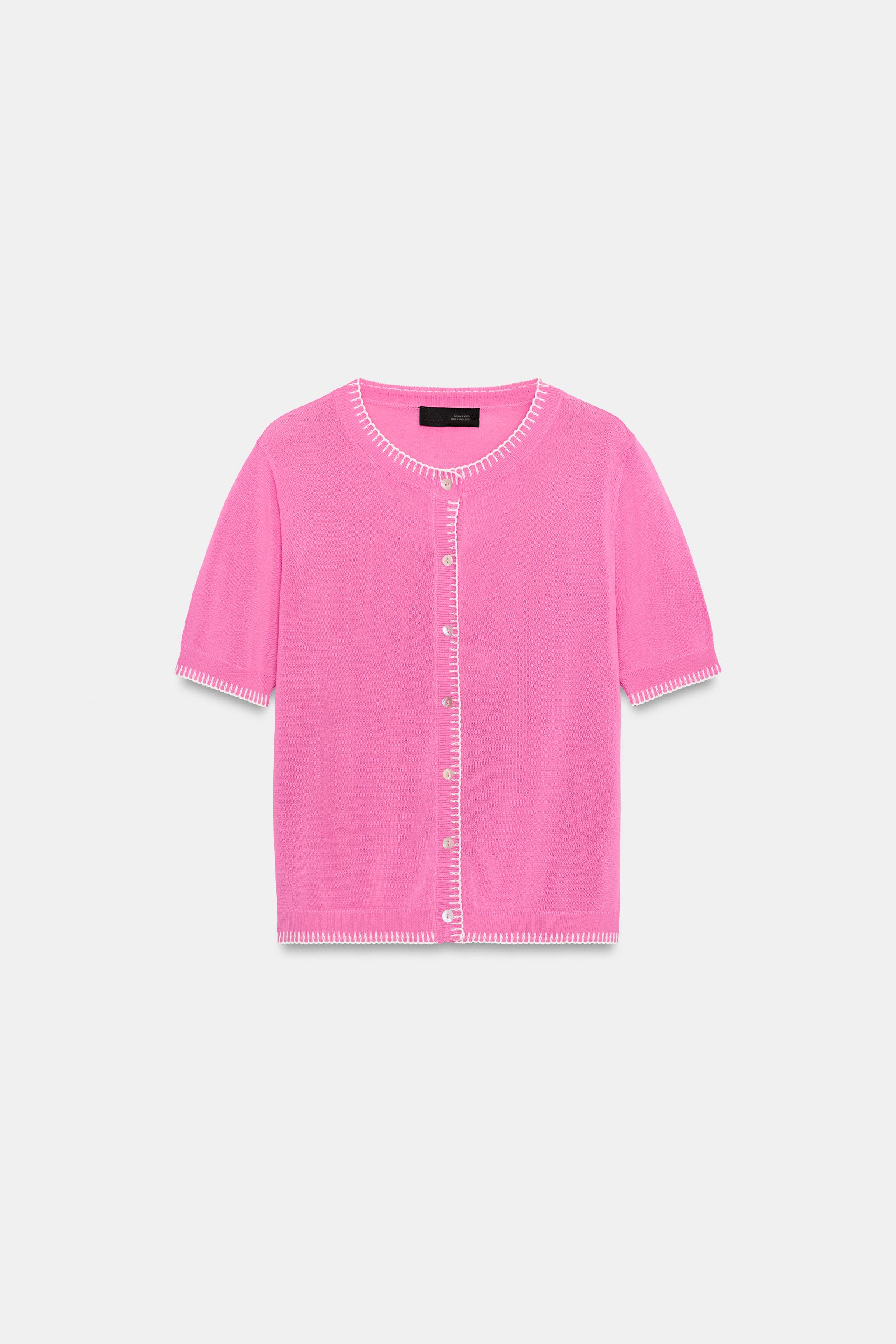 SHORT SLEEVE CARDIGAN - Neon pink | ZARA United States