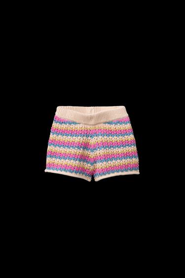 Zara MULTICOLOR STRIPED KNIT SHORTS - Pink - Image 0